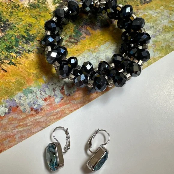 3/50$Bracelet + earrings with blue stone - Picture 10 of 14